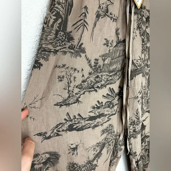 Kleen Women’s Pants Linen Crop Wide Leg Black Pull On Pockets Size S NWT - Picture 3 of 11